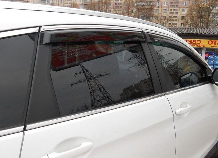 Дефлектори вікон вітровики Kia Sportage 2010-4дв Хром молдинг K23-M фото