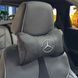 Подушка на підголівник з логотипом Mercedes-Benz Екошкіра 3D Кольоровий лого Чорно-Чорний кант 1 шт 91573 фото