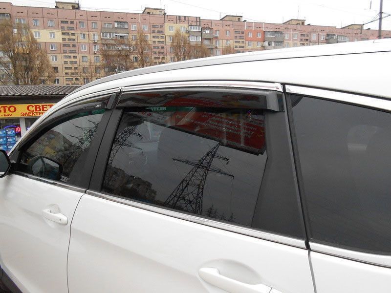 Дефлектори вікон вітровики Kia Sportage 2010-4дв Хром молдинг K23-M фото