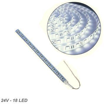 Лента диодная алюминий 24V - 25 см - 1А 18LED - в силиконе эффект сплошной ленты Белый свет (5630) 95067 фото