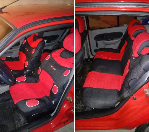 Авточохли майки комплект сидінь Prestige велюр полиэестер Червоні 9391 фото