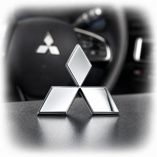 Емблема керма Mitsubishi хром 45мм пластик (на скотчі) 95356 фото