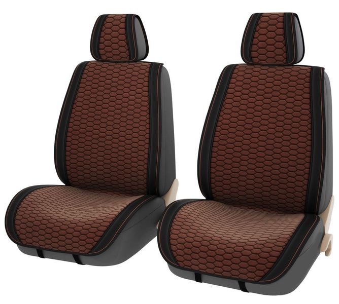 Накидки для передних сидений Алькантара Palermo Premium Коричневые 2 шт 9902 фото