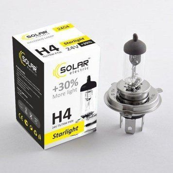 Автолампа галогенна Solar Starlight +30% / H4 / 75/70W / 24V / 1 шт (2404) 36271 фото