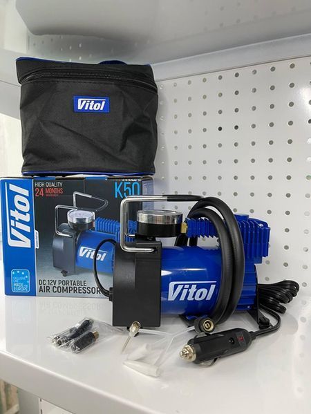 Компрессор автомобильный Vitol 150psi 15Amp 40л R13-16 прикуриватель (K-50) 91309 фото