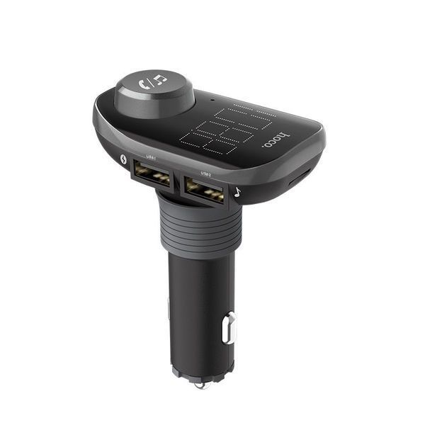 Автомобільний FM модулятор (трансмітер) Модулятор Bluetooth HOCO E45 2 USB Чорний (Оригінал) 56207 фото