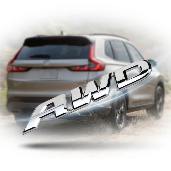 Емблема напис AWD для Honda хром мала 90х15 мм метал (на скотчі) 95848 фото