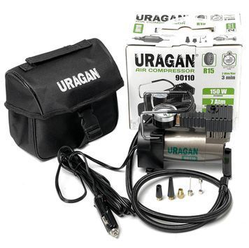 Автомобільний компресор URAGAN 12V 12А 35л/хв 150Вт 1 м шланг (90110) SFC_39576 фото