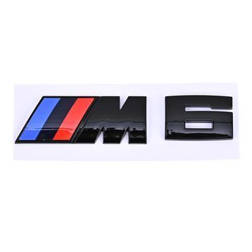 Эмблема надпись M6 для Bmw черная глянцевая 73х27 мм (эмблема M) 38х27 мм (цифра) пластик (на скотче) 95801 фото