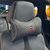 Подушка на подголовник с логотипом Citroen Экокожа 3D Цветной лого Черная-Серый кант 1 шт 91623 фото