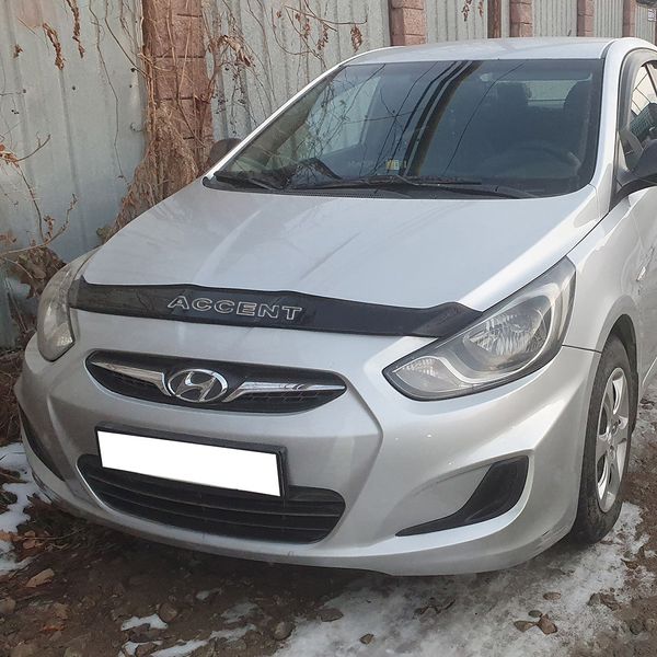 Дефлектор капоту мухобійка для Hyundai Accent Solaris 2010-2011 (Коротка) Voron Glass MH10410 фото