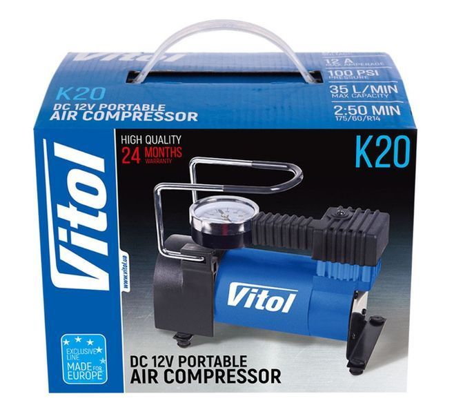 Компрессор автомобильный Vitol 100psi 12Amp 35л R13-15 прикуриватель (K-20) 91310 фото