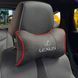 Подушка на підголівник з логотипом Lexus Екошкіра 3D Кольоровий лого Чорна-Червоний кант 1 шт 91681 фото