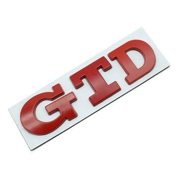 Емблема напис GTD для Volkswagen червона 84х23 мм метал (на скотчі) 95651 фото