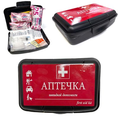 Аптечка автомобільна АМА-1 до 9 чоловік Пластиковий бокс міні First AID Kit 74408 фото