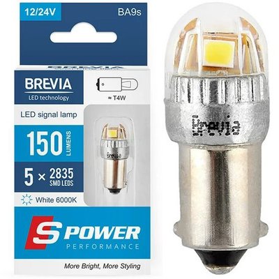 LED автолампа Brevia Spower 12/24V T4W 4x2835SMD 150Lm 6000K CANbus 2 шт Оригінал (10219X2) 10219X2 фото