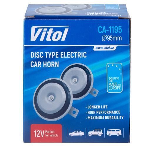 Сигнал электромагнитный дисковый Vitol 12V D=95 мм (CA-1195) 91426 фото