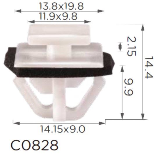 Кліпса кріплення молдингу HYUNDAI KIA NISSAN RENAULT TOYOTA (877562E000 87756-2E000 33031016 15208) C0828 67985 фото