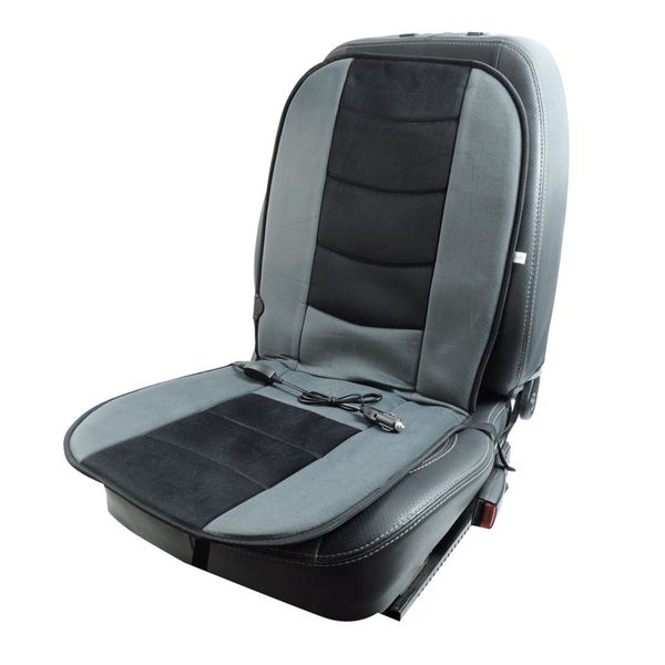 Накидка з підігрівом для автомобільного сидіння Heat Cushion 102х46 см Велюр Чорно-Сірий (HC018G) 59852 фото