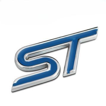 Эмблема надпись ST для Ford синяя 82х35 мм металл (на скотче) 95762 фото