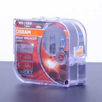 Автолампа галогенна Osram Night Breaker Laser +150% 12V H1 55W 2 шт (64150 NL-BOX) 53083 фото