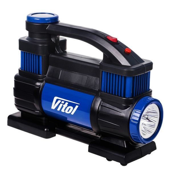 Автомобільний компресор Vitol 150psi 25Amp R15-R18 90л 2 циліндри шланг 1,0+5,0м клеми (K-70) 91312 фото