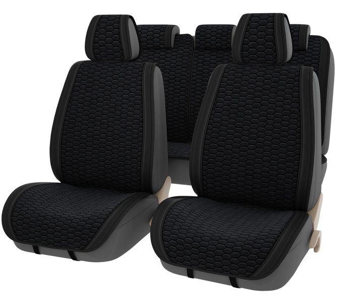 Накидки для сидений Алькантара Palermo Premium комплект Черные 9906 фото
