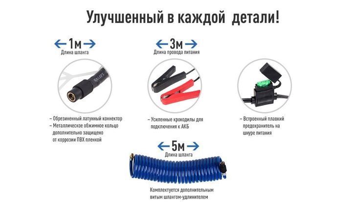 Автомобільний компресор Vitol 150psi 25Amp R15-R18 90л 2 циліндри шланг 1,0+5,0м клеми (K-70) 91312 фото
