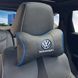 Подушка на підголівник з логотипом Volkswagen Екошкіра 3D Кольоровий лого Чорна-Синій кант 1 шт 10 фото