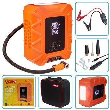Компрессор автомобильный Бустер Повербанк 4в1 14.8V 37.0wh 10000mAh Фонарь (VC-345CL) 101358 фото