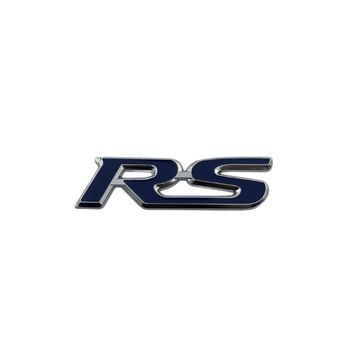 Емблема напис RS синя з сріблястою окантовкою 89х24мм метал (на скотчі) 95593 фото