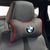 Подушка на подголовник с логотипом Bmw Экокожа 3D Цветной лого Черная-Красный кант 1 шт 91556 фото