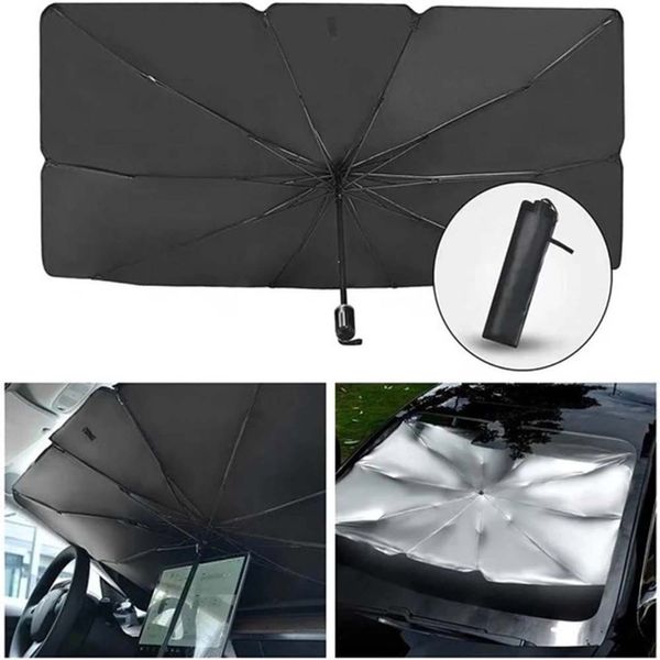 Автомобильный солнцезащитный зонт шторка для лобового стекла 140x 80 см 71262 фото