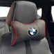 Подушка на подголовник с логотипом Bmw Экокожа 3D Цветной лого Черная-Красный кант 1 шт 91556 фото 1
