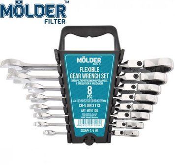 Набор ключей комбинированных Molder с трещоткой и карданом 8-19 мм 8 шт (MT57108) MT57108 фото