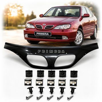 Дефлектор капота мухобойка Nissan Primera (P11) 1996&ndash;1999 Євро Кріплення Vip Tuning (NS08) 3463 фото