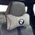 Подушка на подголовник с логотипом Bmw Экокожа 3D Цветной лого Серая-Серый кант 1 шт 91557 фото