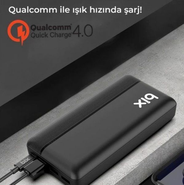 Power Bank Портативний Акумулятор Bix 30000 mAh 3x USB 22,5 Вт Чорний (PB302) S4C_PB302 фото