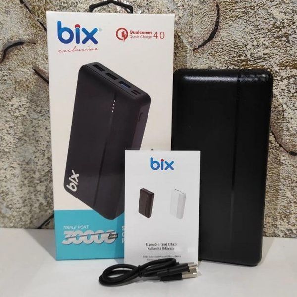 Power Bank Портативний Акумулятор Bix 30000 mAh 3x USB 22,5 Вт Чорний (PB302) S4C_PB302 фото