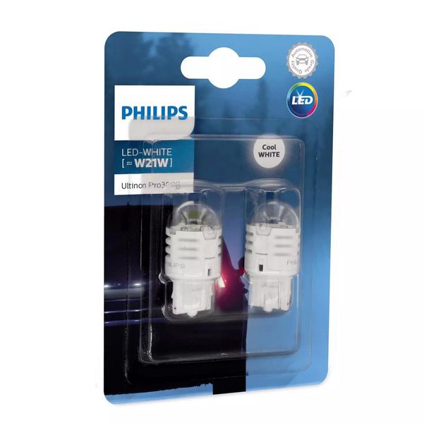 Светодиод 12V бесцок. W21 Philips 11065U30CWB2 LED White Ultinon Pro3000 2шт 57049 фото