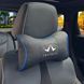 Подушка на підголівник з логотипом Lexus Екошкіра 3D Кольоровий лого Чорна-Синій кант 1 шт 91678 фото