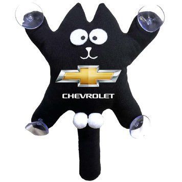 Игрушка на присоске Кот Саймон XL Chevrolet Жирный Кот Черный (Цветной логотип 3D) 74614 фото