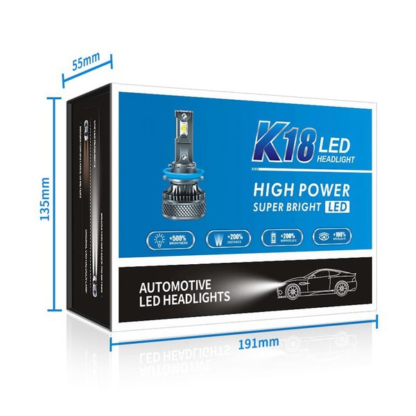 LED лампи автомобільні K18 H1 130W (19800lm 6000K +500% IP68 DC9-24V) 63447 фото