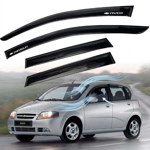 Дефлекторы окон ветровики Chevrolet Aveo T200 2002-2011 Хечбек Скотч 3M Voron Glass 33504 фото