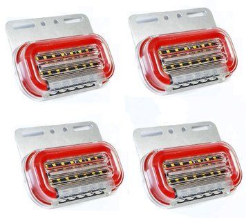 Габаритний вогонь LED для вантажівки 24В 14х7 см Функція повороту / підсвічування номера Червоний 4 шт 62063 фото