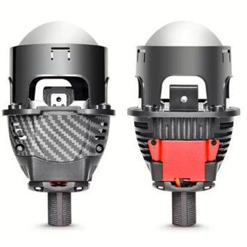 Автомобильные BI-LED линзы D2.5" дюйма D65 мм Y5 55W / 65W Карбоновая Двойная призматическая Линза 6+1+1 2 шт 94958 фото