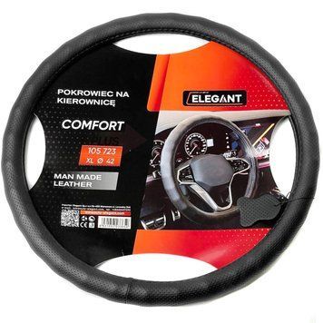 Чехол руля Elegant XL 41-43 см Перфорація 1 шов Екожа Чорний (EL105 723) 60726 фото