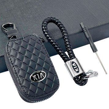 Автонабор №15 для Kia Брелок и чехол для автоключей с логотипом Ромб Черный 60913 фото