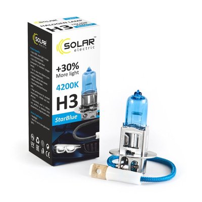 Автолампа галогенна Solar StarBlue/H3/55W/12V/4200K 1 шт (1243) 52871 фото