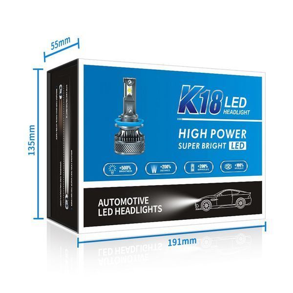 LED лампи автомобільні K18 H4 130W (19800lm 6000K +500% IP68 DC9-24V) 63448 фото